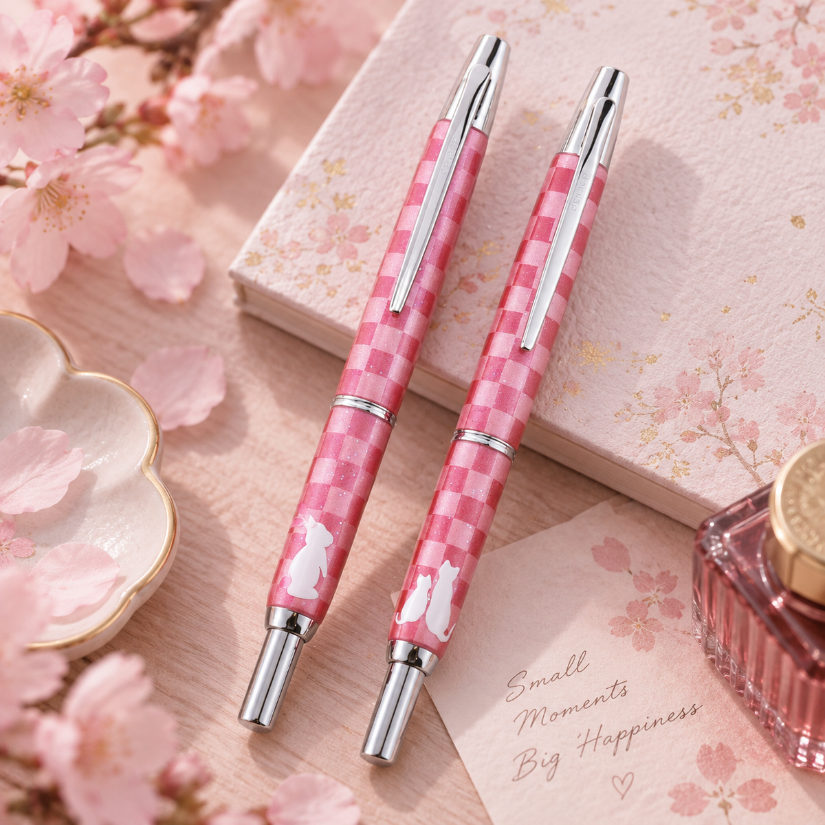 Capless Customised Decimo Pink Checkered Cat & Rabbit