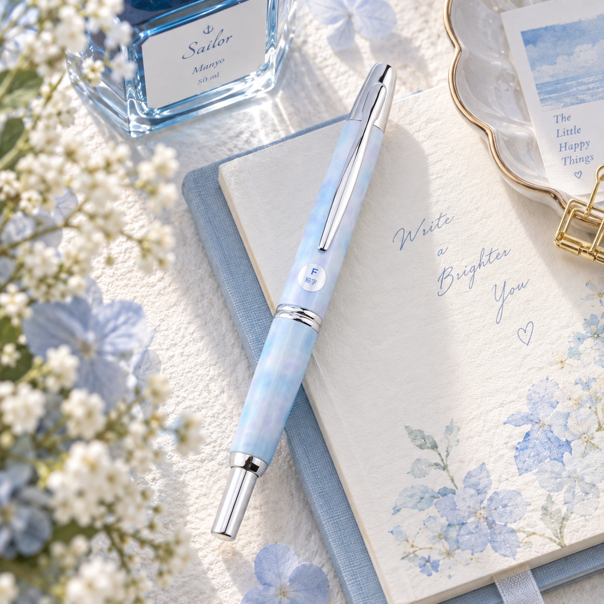 USAGIYA × PILOT Limited Edition Capless "Auvers Canal Silver" Fountain Pen