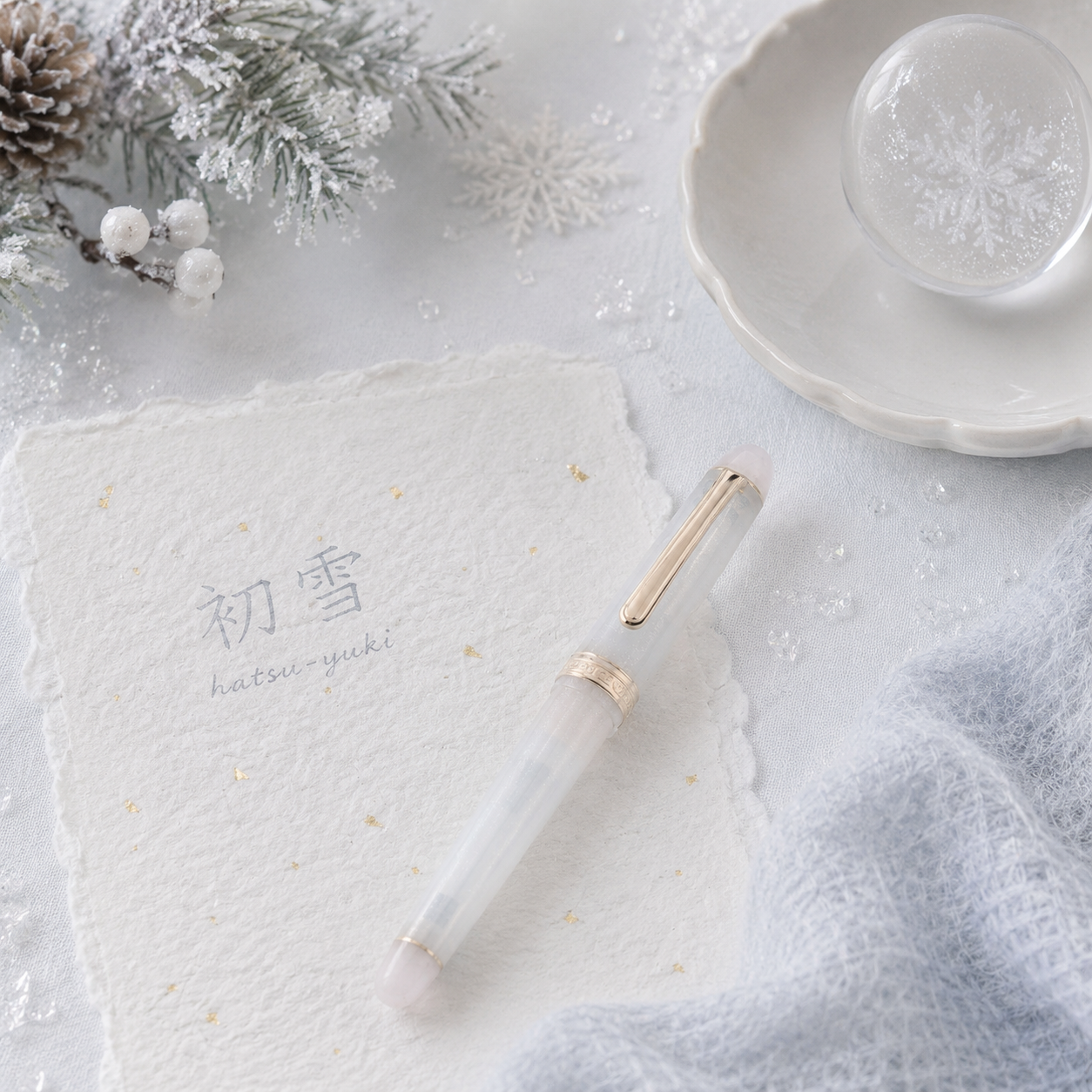 Hachimonjiya × Platinum Limited Edition Fountain Pen “First Snow”
