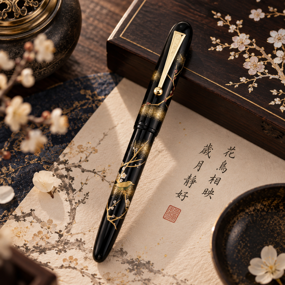 Namiki Yukari “Apricot Tree and Warbler” Maki-e Fountain Pen