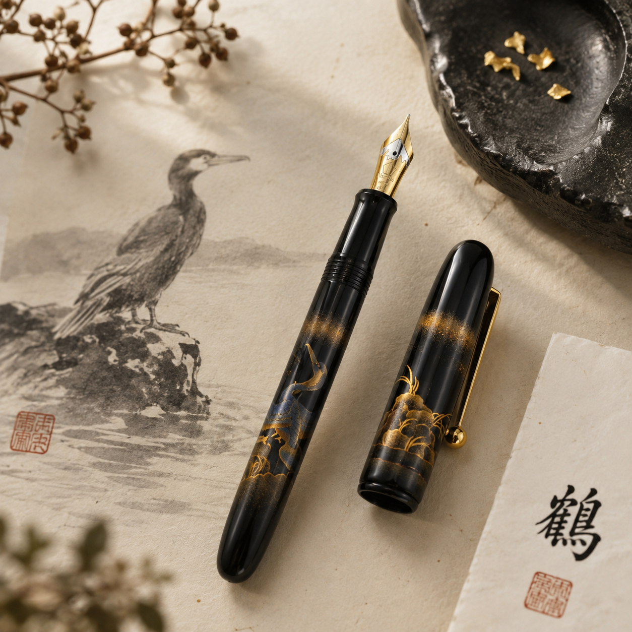 Namiki No. 10 Maki-e Fountain Pen — Pelican | By Norifumi | Discontinued