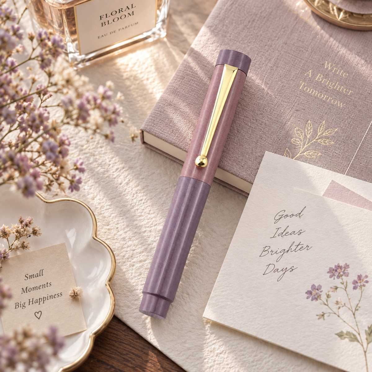 Poesie x Eboya Tan-Pen Limited Edition Fountain Pen – Peach Lavender