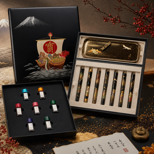 PILOT 100th Anniversary Seven Gods of Good Fortune Maki-e Complete Set