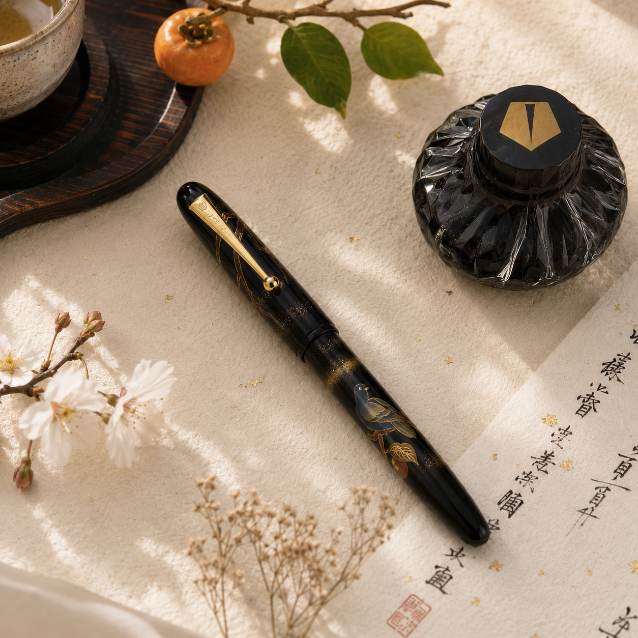 Namiki No. 10 Maki-e Fountain Pen — Pigeon & Persimmon | Discontinued