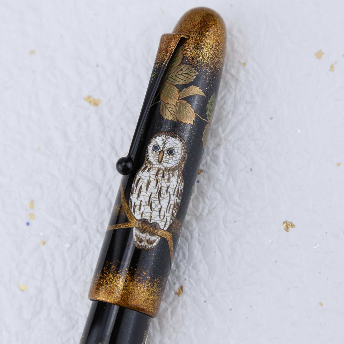Namiki No. 50 Owl Maki-e Fountain Pen | Togidashi Taka Maki-e & Quail Eggshell Inlay