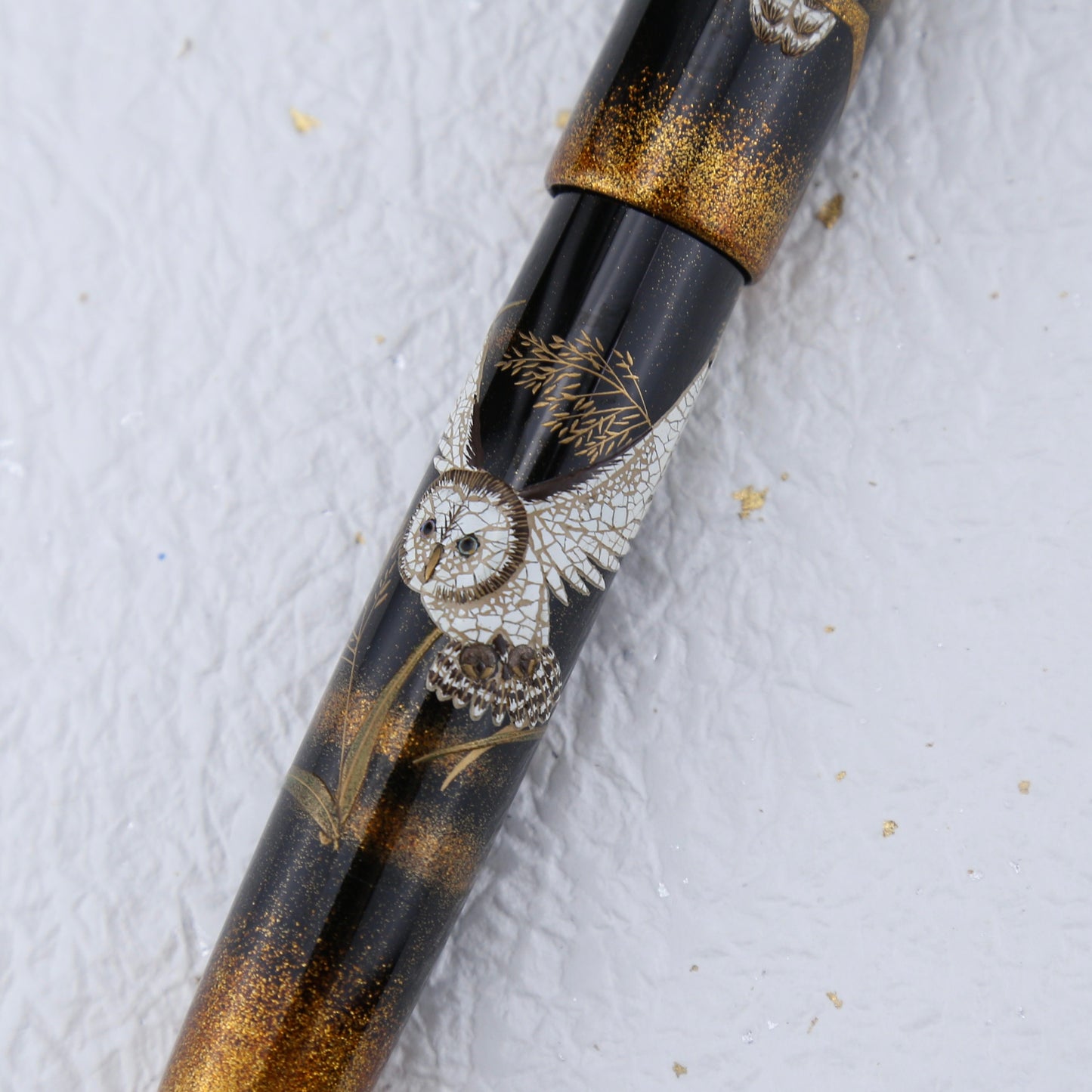 Namiki No. 50 Owl Maki-e Fountain Pen | Togidashi Taka Maki-e & Quail Eggshell Inlay