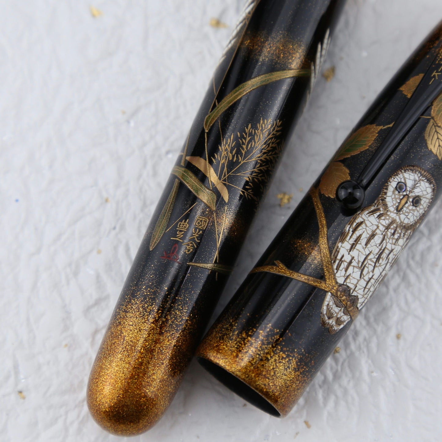 Namiki No. 50 Owl Maki-e Fountain Pen | Togidashi Taka Maki-e & Quail Eggshell Inlay