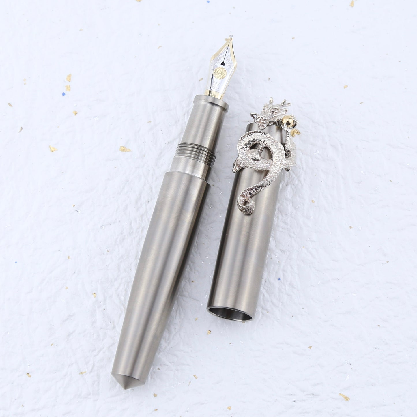 Nakaya Titanium Piccolo with Sterling Silver Dragon Stopper