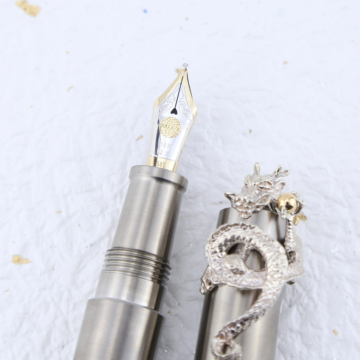 Nakaya Titanium Piccolo with Sterling Silver Dragon Stopper