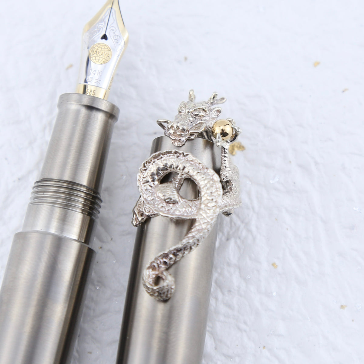 Nakaya Titanium Piccolo with Sterling Silver Dragon Stopper
