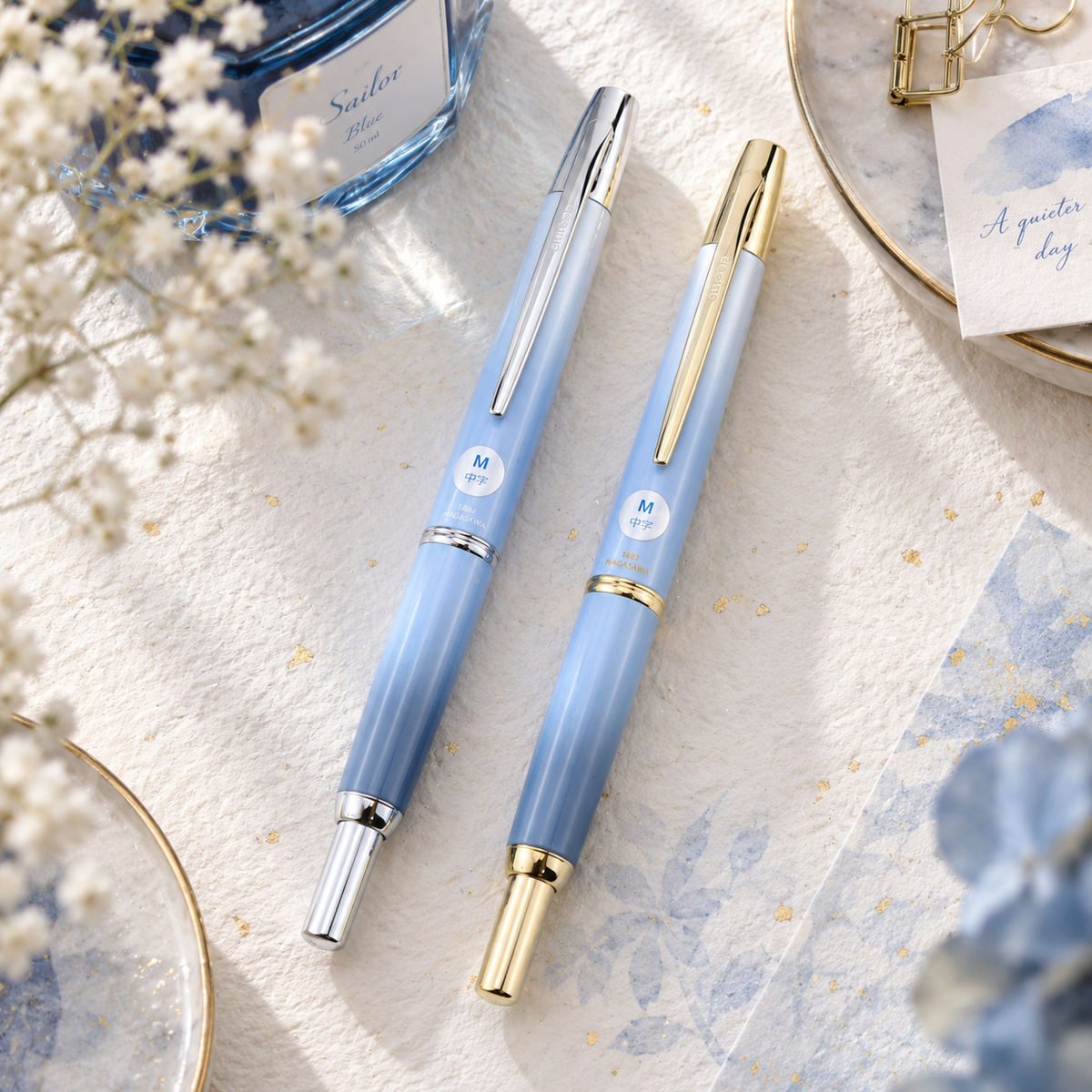 NAGASAWA Limited Edition Capless Senkari Water Blue Fountain Pen